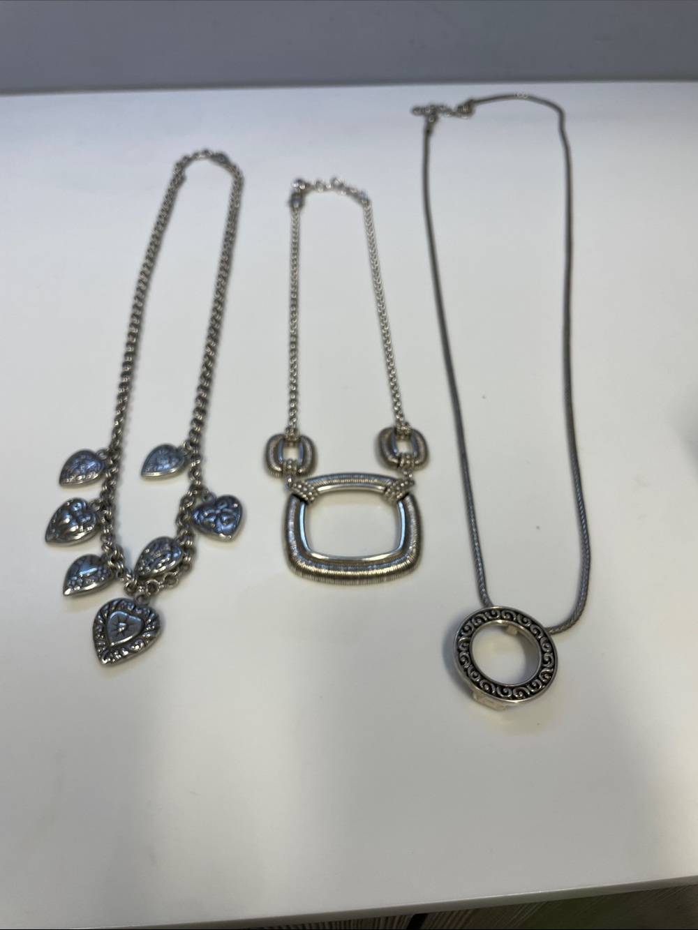 BRIGHTON Silver-Tone Multi Pendant Necklace LOT Of 3.